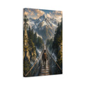Side Mockup 4. Nature Hiker Mountain Landscape shown as stretched canvas wall art