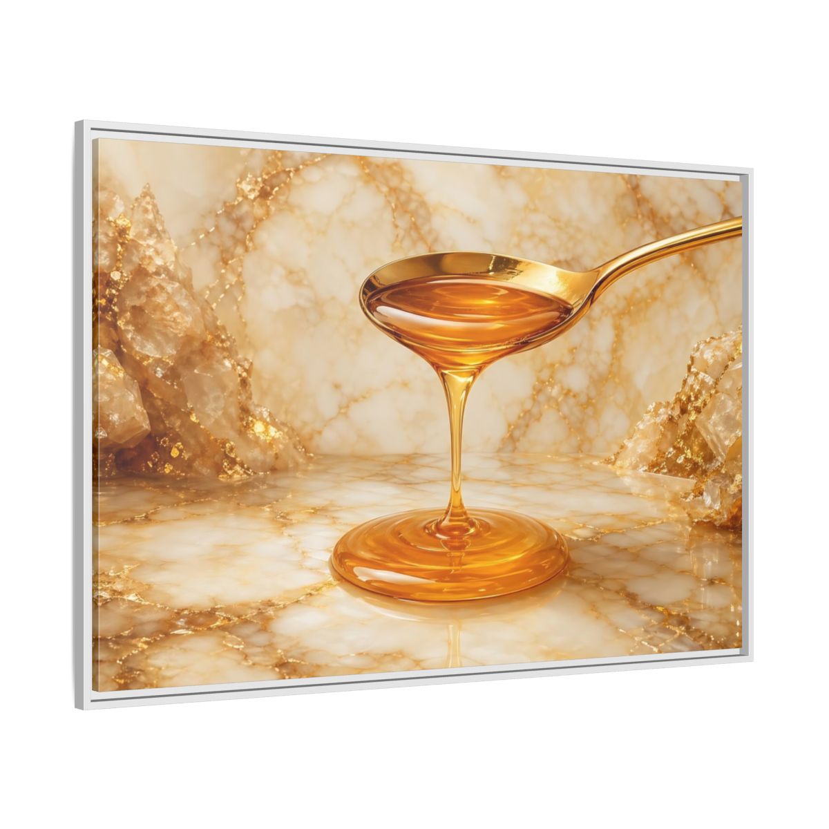 Side Mockup 7. Nature Honey Drip Gold And Marble shown as stretched canvas wall art