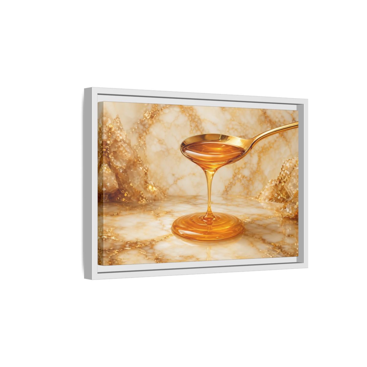 Side Mockup 4. Nature Honey Drip Gold And Marble shown as stretched canvas wall art