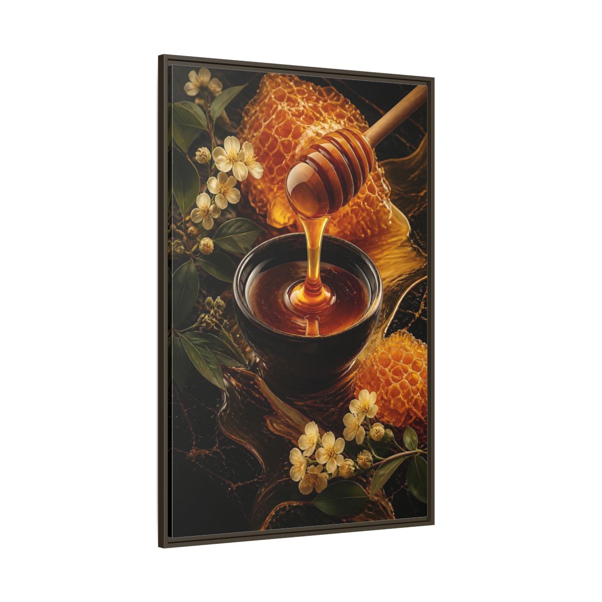 Side Mockup 8. Nature Honey Golden Honey shown as stretched canvas wall art