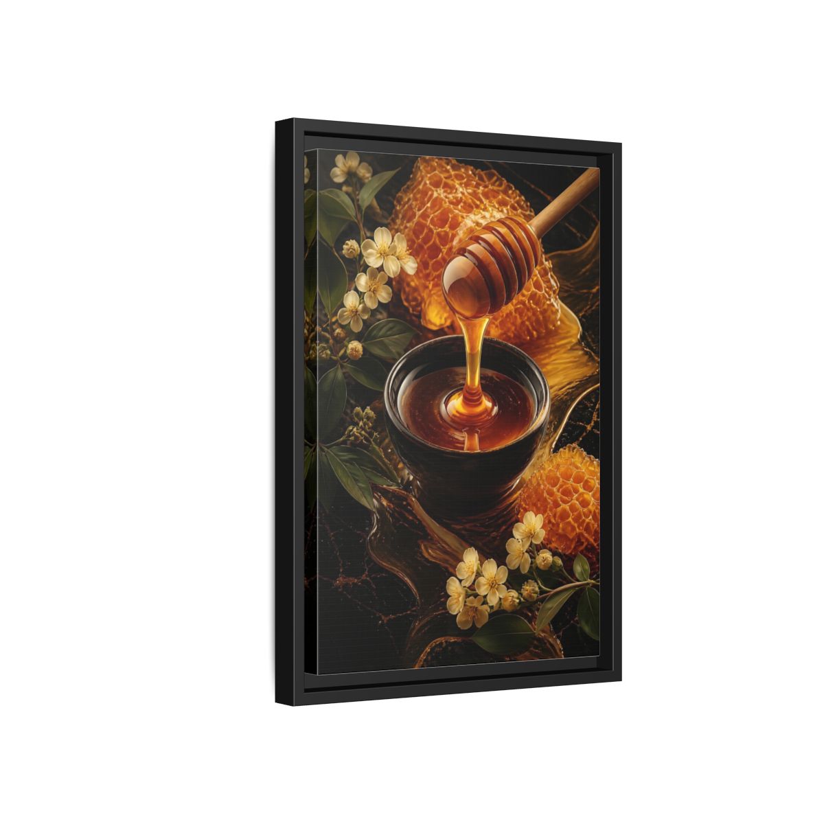 Side Mockup 6. Nature Honey Golden Honey shown as stretched canvas wall art