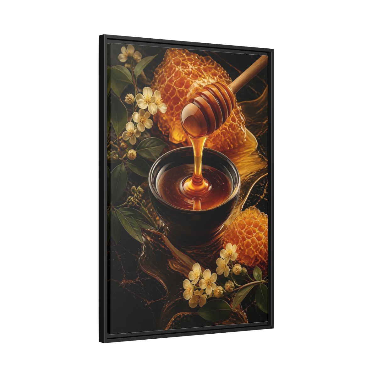 Side Mockup 13. Nature Honey Golden Honey shown as stretched canvas wall art