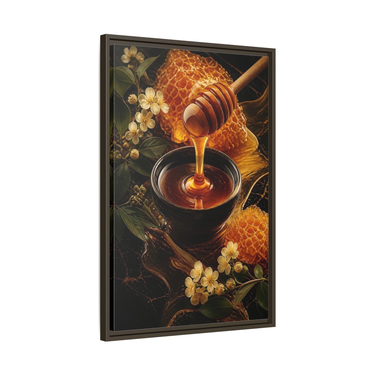 Side Mockup 11. Nature Honey Golden Honey shown as stretched canvas wall art