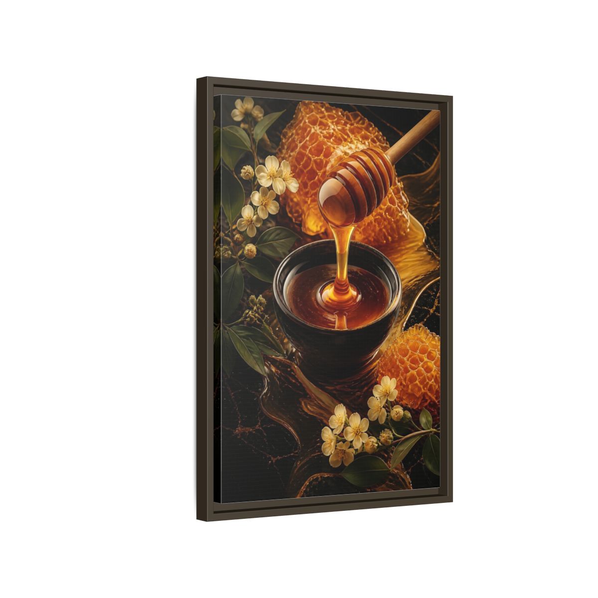 Side Mockup 2. Nature Honey Golden Honey shown as stretched canvas wall art