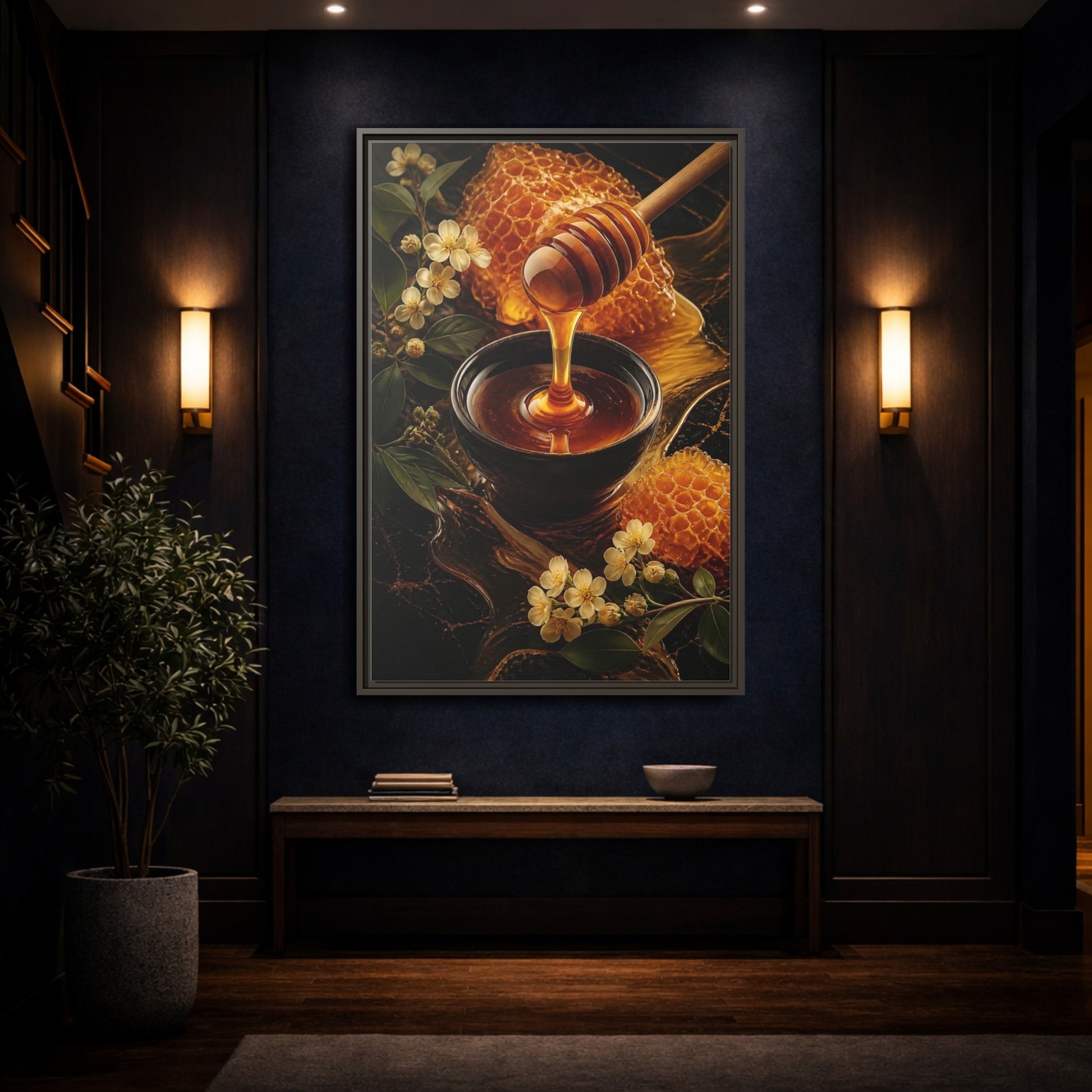 Mockup 4. Nature Honey Golden Honey shown as stretched canvas wall art