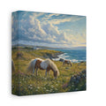 Side Mockup 2. Nature Horses Green And Blue Landscape shown as stretched canvas wall art