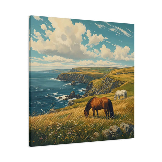Main Mockup. Nature Horses Horses Coastal Landscape shown as stretched canvas wall art