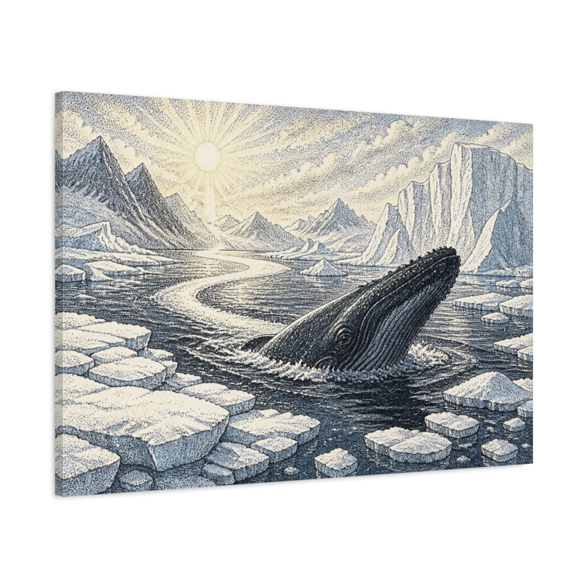 Main Mockup. Nature Humpback Rising shown as canvas print