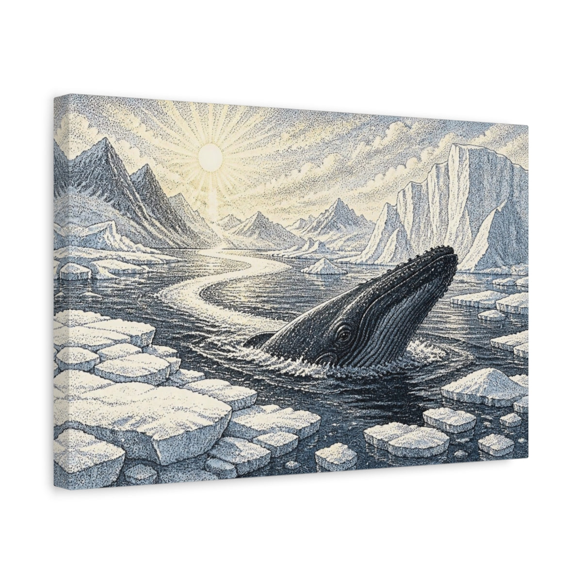 Side Mockup 4. Nature Humpback Rising shown as canvas print