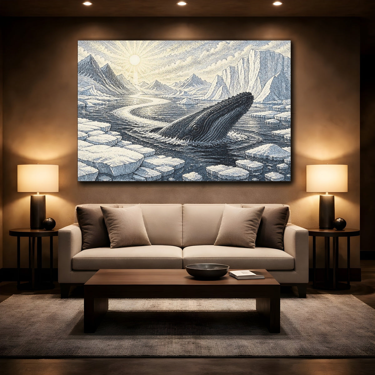 Mockup 2. Nature Humpback Rising shown as canvas print