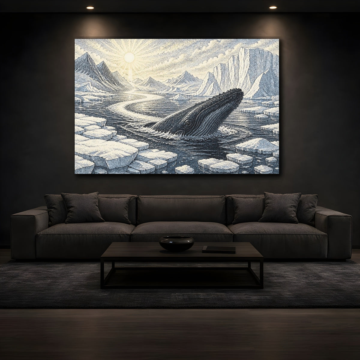 Mockup 3. Nature Humpback Rising shown as canvas print