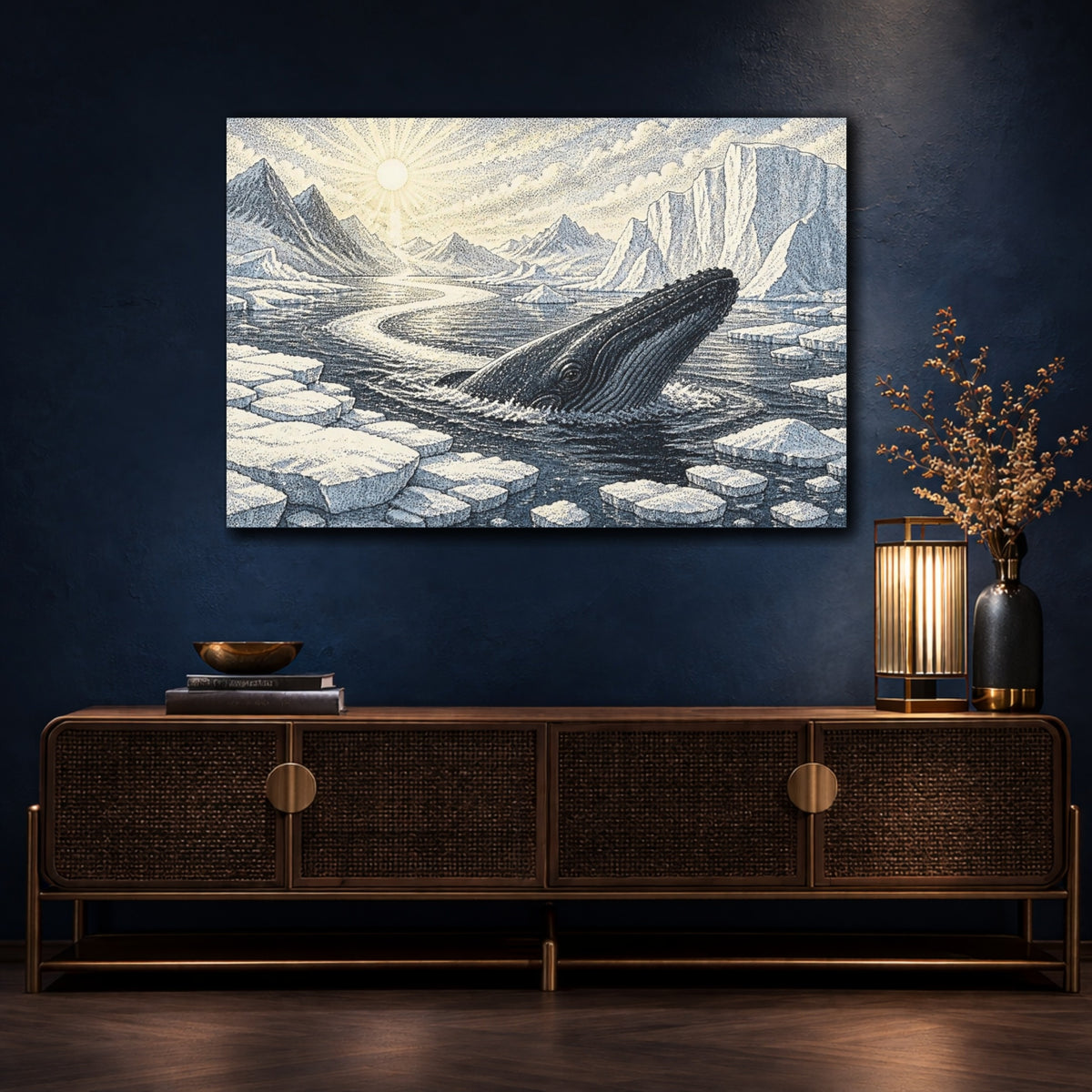 Mockup 4. Nature Humpback Rising shown as canvas print