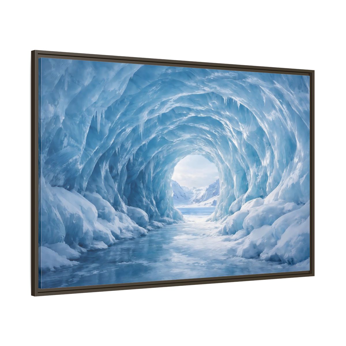 Side Mockup 8. Nature Ice Cave Blue Ice Cave shown as stretched canvas wall art