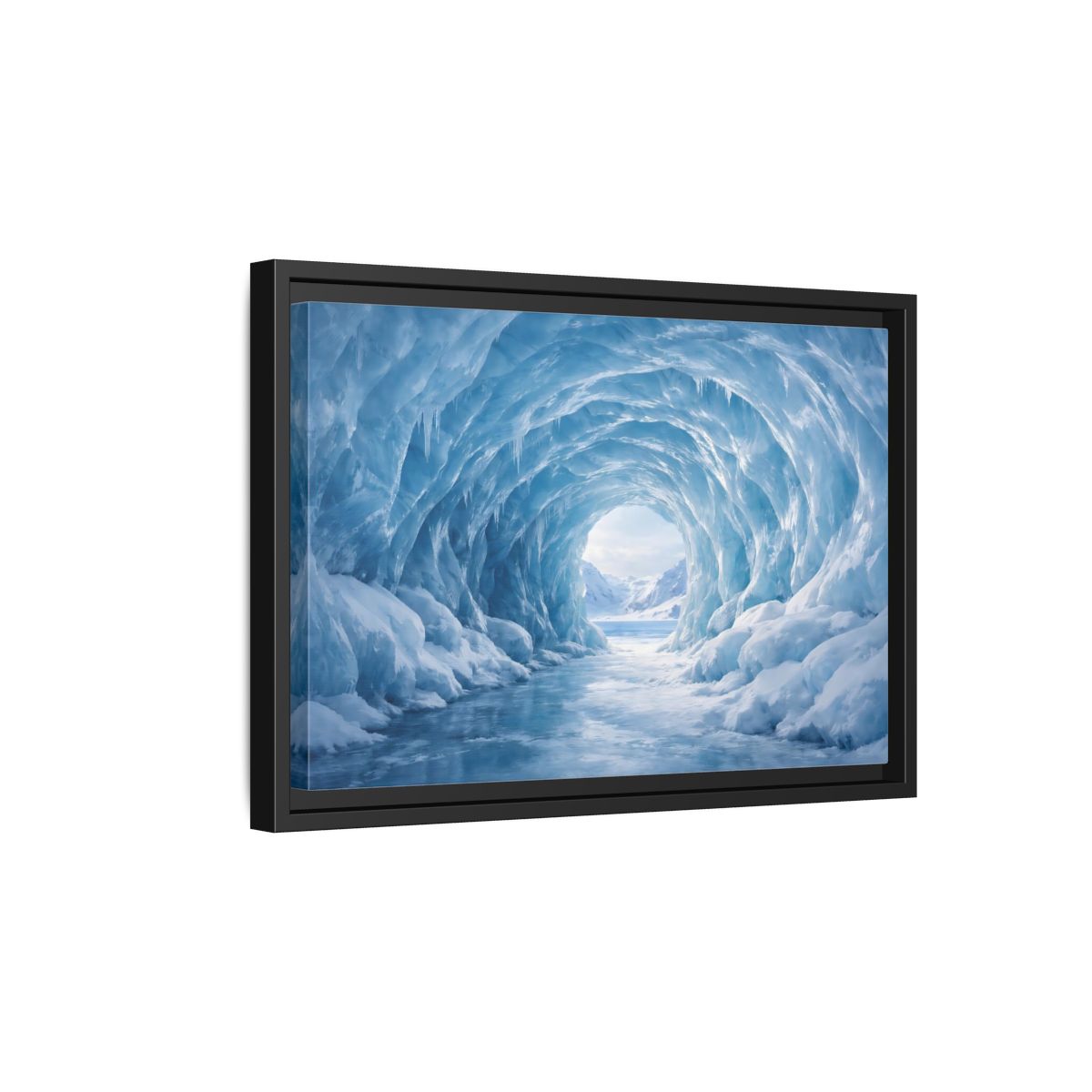 Side Mockup 6. Nature Ice Cave Blue Ice Cave shown as stretched canvas wall art