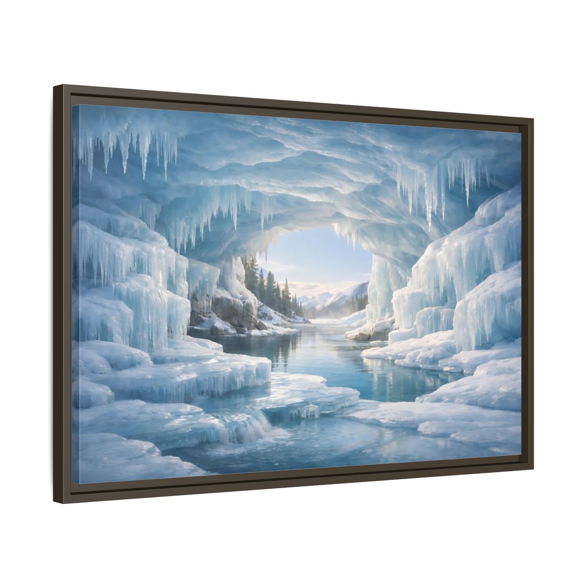 Side Mockup 11. Nature Ice Cave Blue Ice Cave shown as stretched canvas wall art