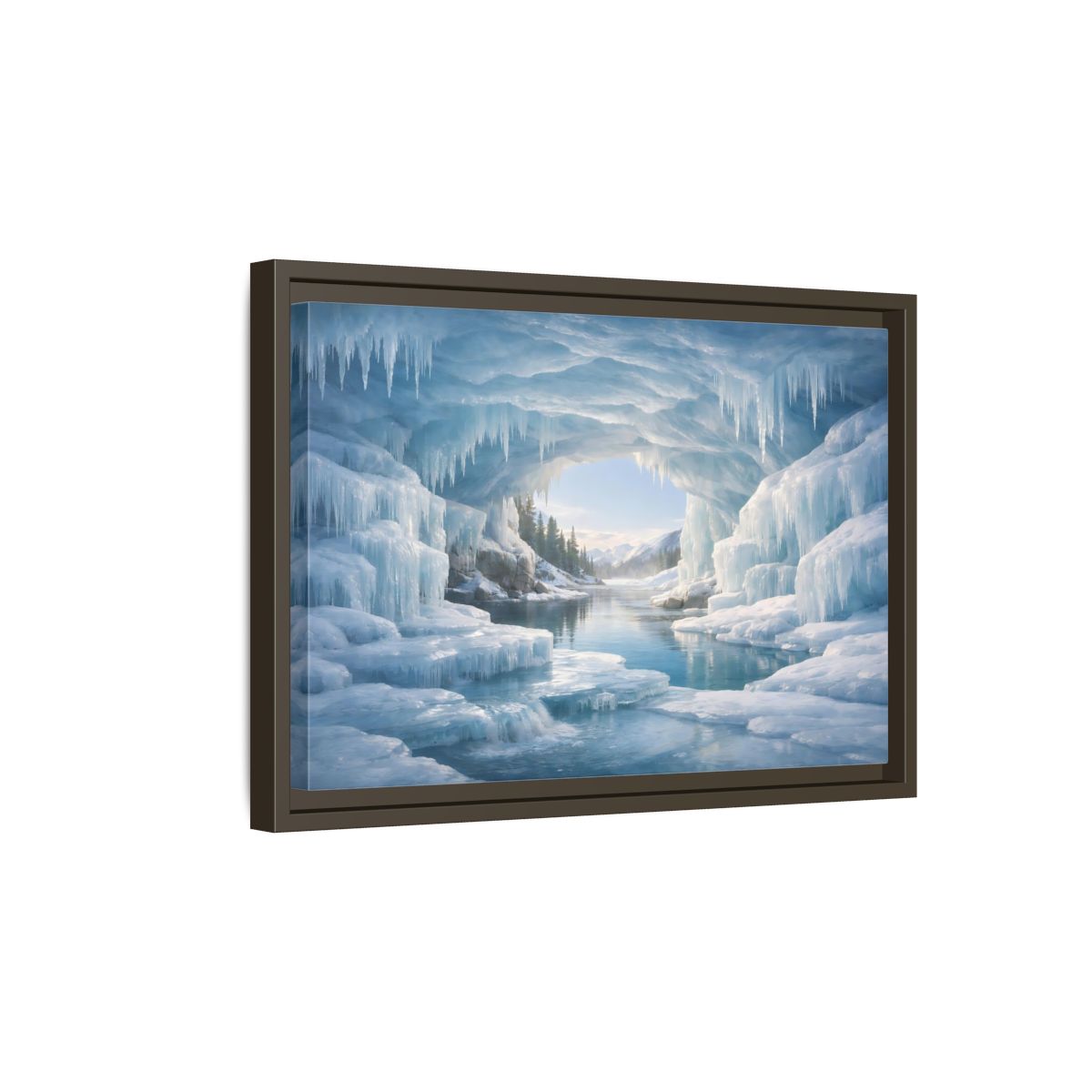 Side Mockup 5. Nature Ice Cave Blue Ice Cave shown as stretched canvas wall art