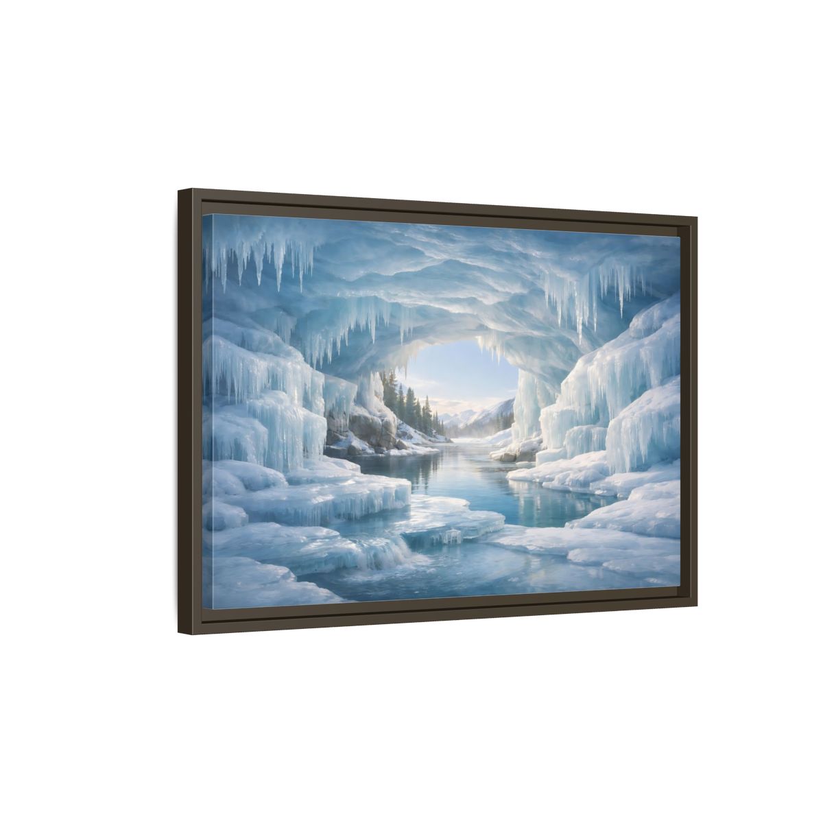 Side Mockup 2. Nature Ice Cave Blue Ice Cave shown as stretched canvas wall art
