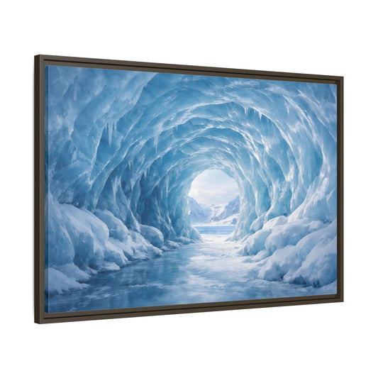 Main Mockup. Nature Ice Cave Blue Ice Cave shown as stretched canvas wall art