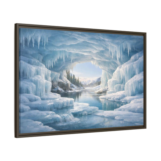 Main Mockup. Nature Ice Cave Blue Ice Cave shown as stretched canvas wall art