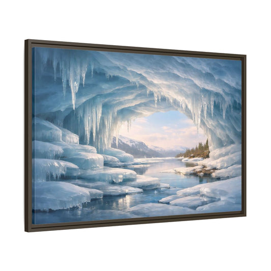 Main Mockup. Nature Ice Cave Blue Winter Cave shown as stretched canvas wall art