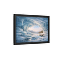Side Mockup 6. Nature Ice Cave Blue Winter Cave shown as stretched canvas wall art