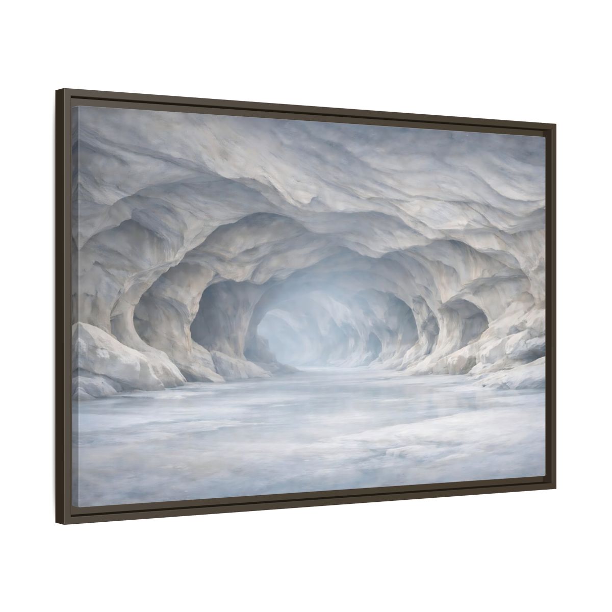 Main Mockup. Nature Ice Cave White And Gray Cave shown as stretched canvas wall art