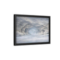 Side Mockup 6. Nature Ice Cave White And Gray Cave shown as stretched canvas wall art