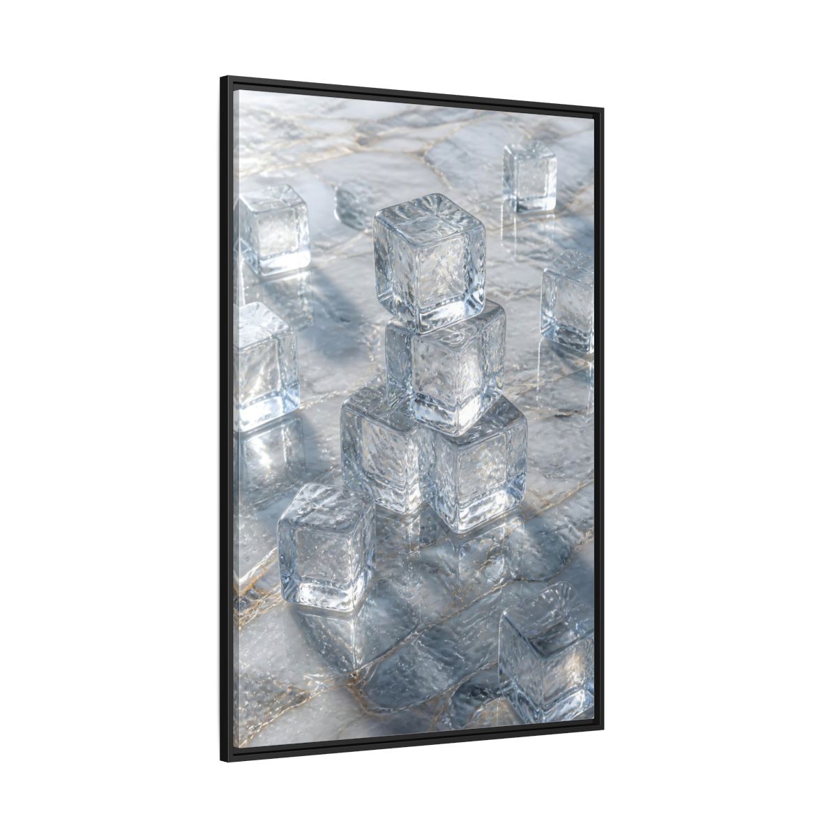 Side Mockup 12. Nature Ice Cubes Clear Ice Cubes shown as stretched canvas wall art