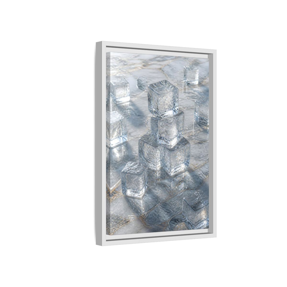 Side Mockup 4. Nature Ice Cubes Clear Ice Cubes shown as stretched canvas wall art