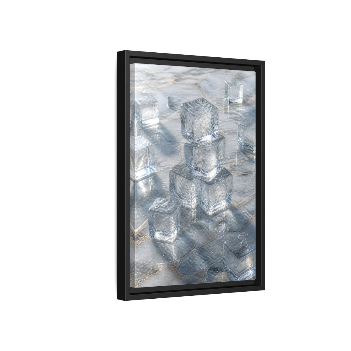 Side Mockup 6. Nature Ice Cubes Clear Ice Cubes shown as stretched canvas wall art