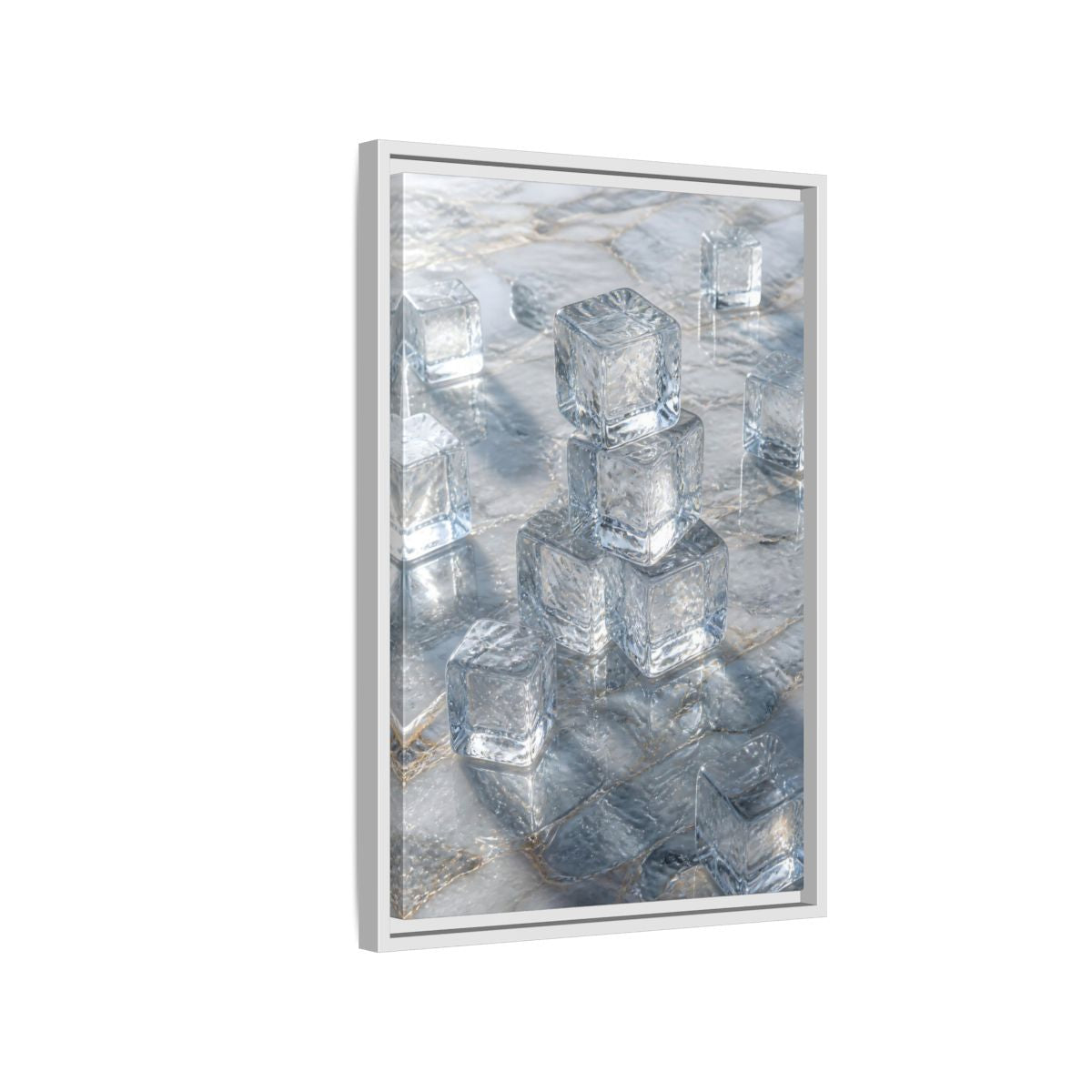 Side Mockup 1. Nature Ice Cubes Clear Ice Cubes shown as stretched canvas wall art