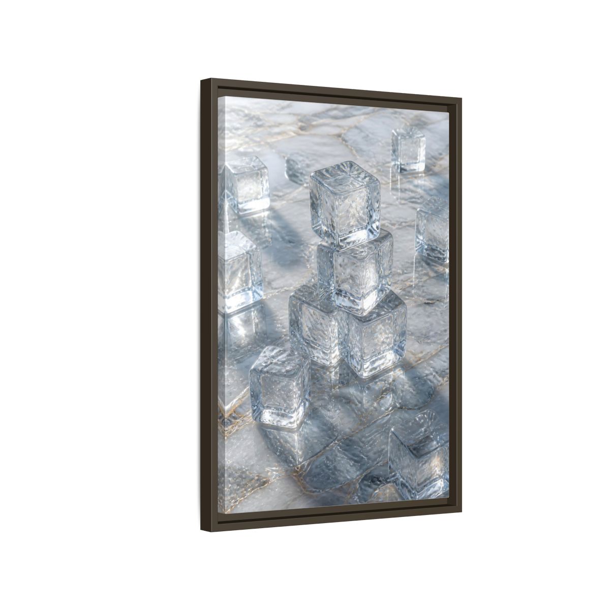 Side Mockup 2. Nature Ice Cubes Clear Ice Cubes shown as stretched canvas wall art