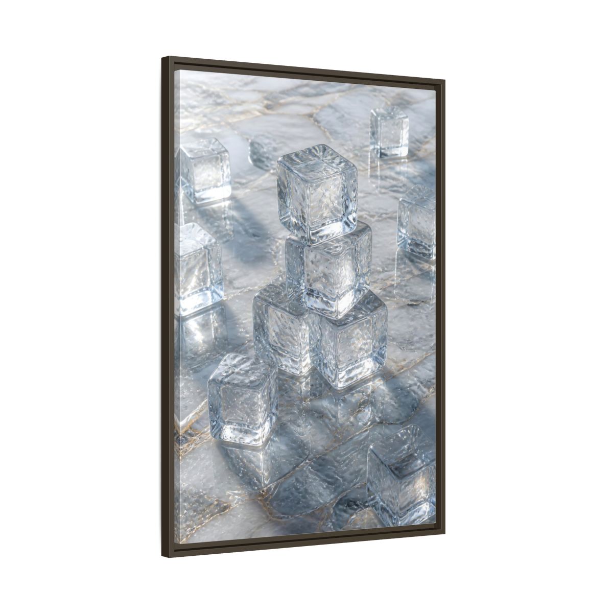 Main Mockup. Nature Ice Cubes Clear Ice Cubes shown as stretched canvas wall art