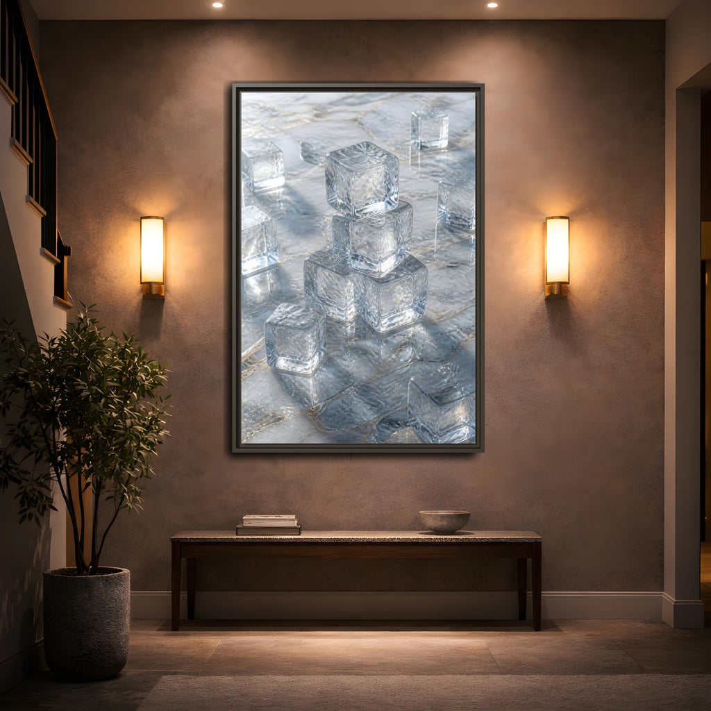 Mockup 2. Nature Ice Cubes Clear Ice Cubes shown as stretched canvas wall art