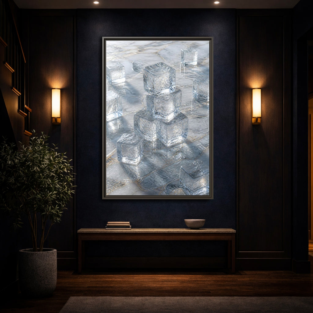 Mockup 4. Nature Ice Cubes Clear Ice Cubes shown as stretched canvas wall art