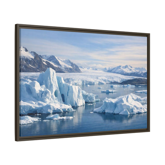 Main Mockup. Nature Iceberg Blue And White Arctic shown as stretched canvas wall art