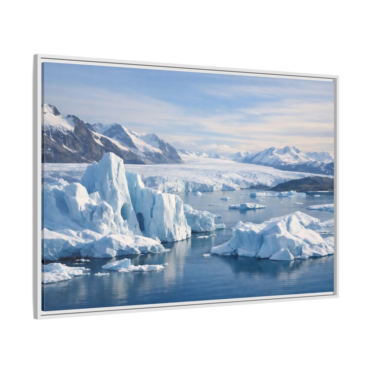 Side Mockup 7. Nature Iceberg Blue And White Arctic shown as stretched canvas wall art