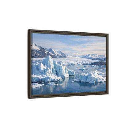 Side Mockup 2. Nature Iceberg Blue And White Arctic shown as stretched canvas wall art