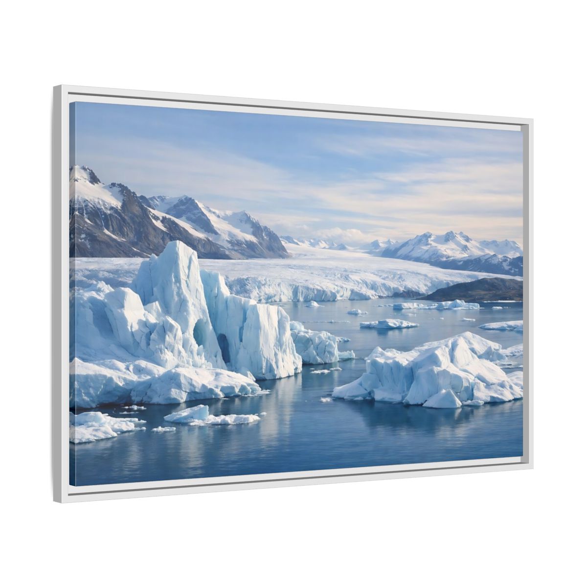 Side Mockup 9. Nature Iceberg Blue And White Arctic shown as stretched canvas wall art