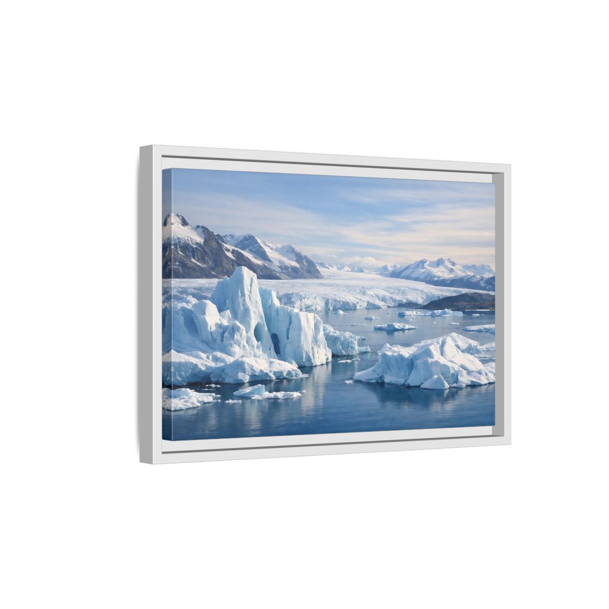 Side Mockup 4. Nature Iceberg Blue And White Arctic shown as stretched canvas wall art