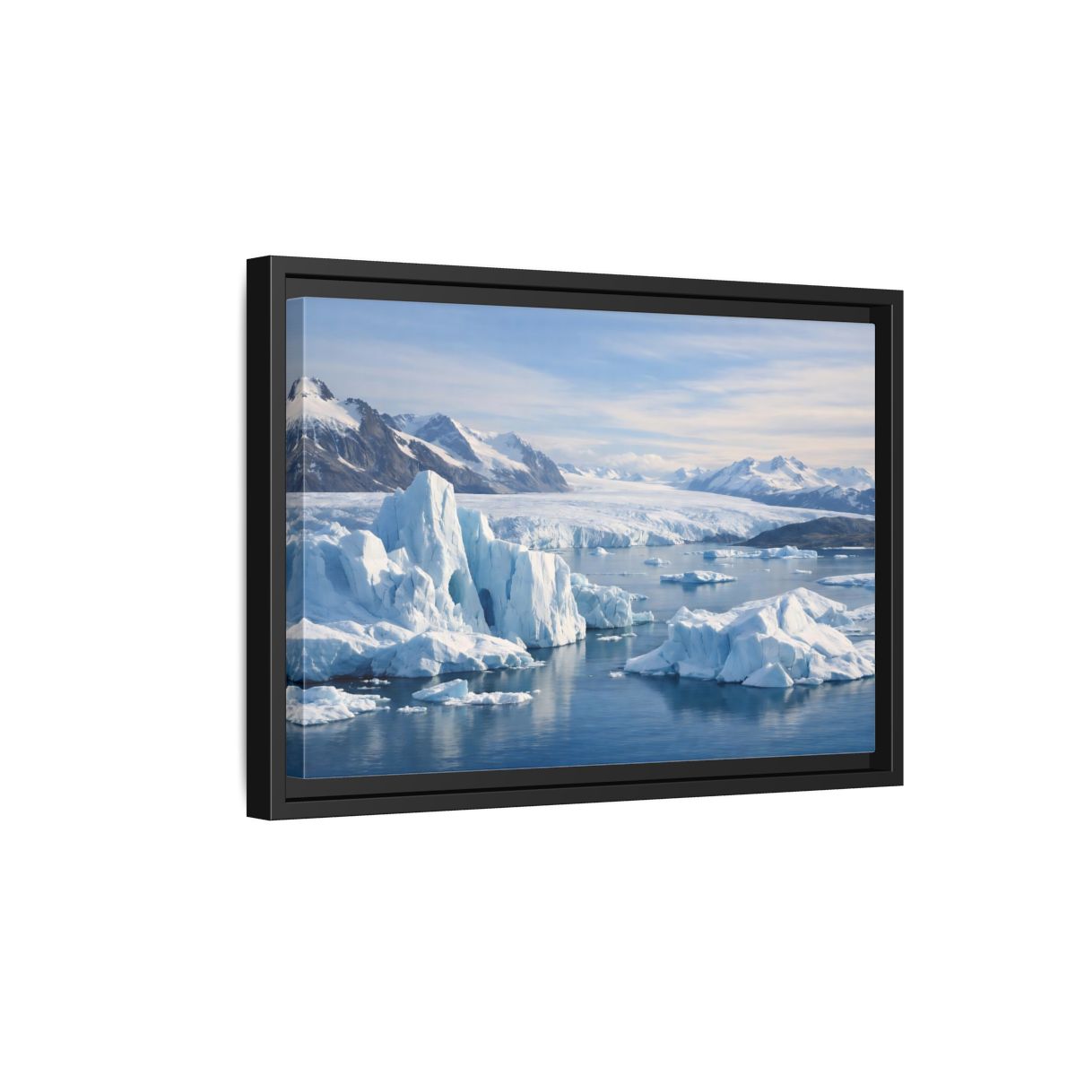 Side Mockup 6. Nature Iceberg Blue And White Arctic shown as stretched canvas wall art