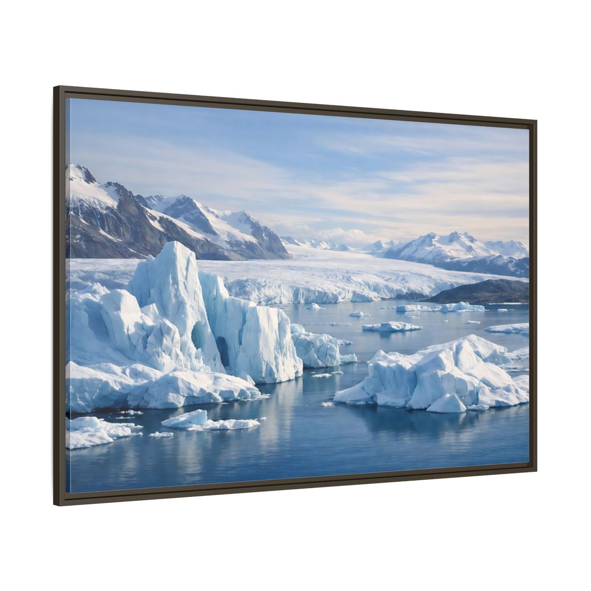 Side Mockup 8. Nature Iceberg Blue And White Arctic shown as stretched canvas wall art