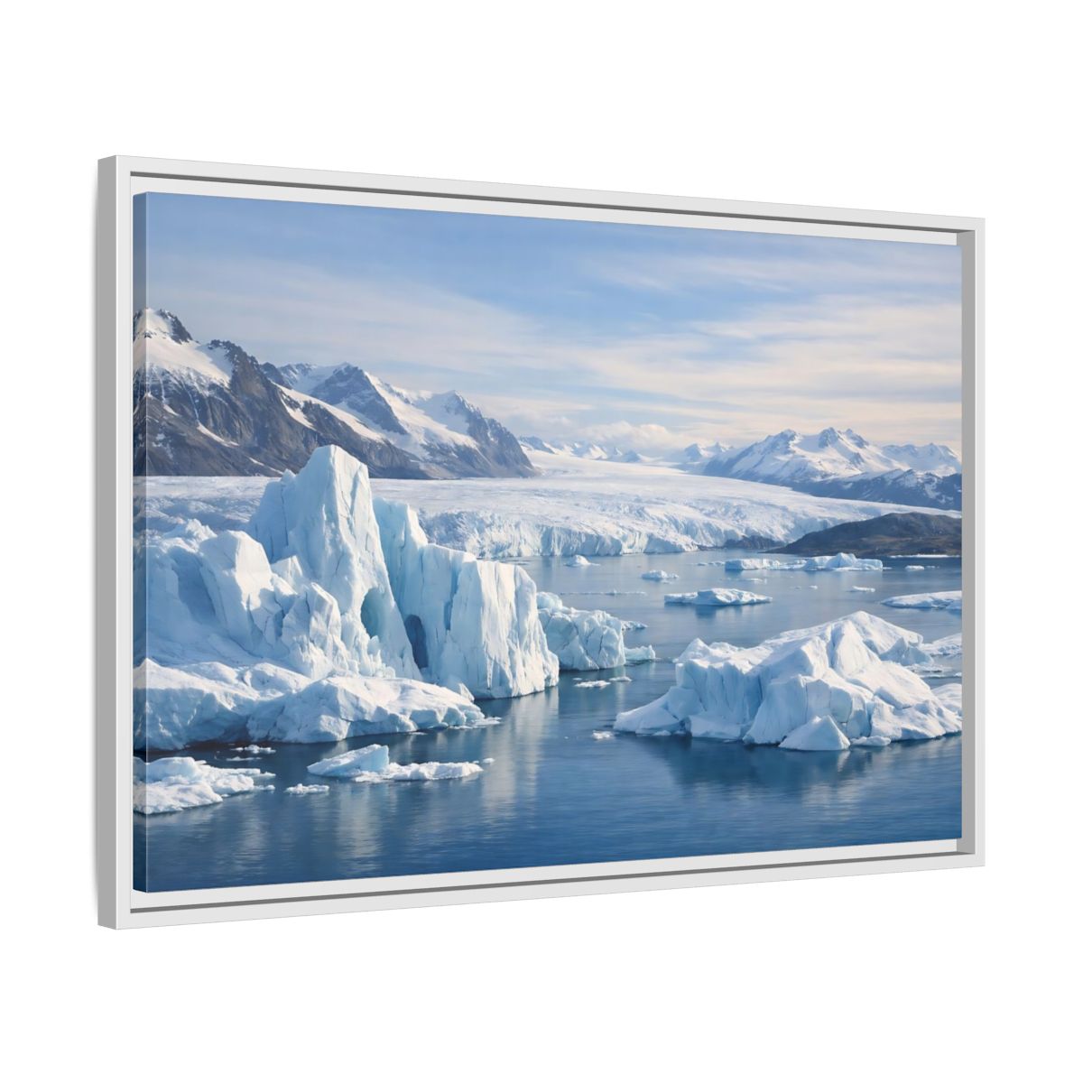 Side Mockup 10. Nature Iceberg Blue And White Arctic shown as stretched canvas wall art