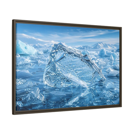 Main Mockup. Nature Iceberg Blue Ice shown as stretched canvas wall art