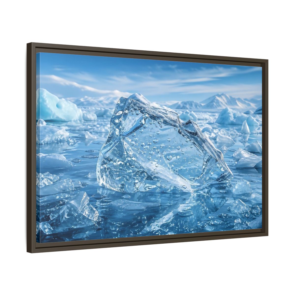 Side Mockup 11. Nature Iceberg Blue Ice shown as stretched canvas wall art