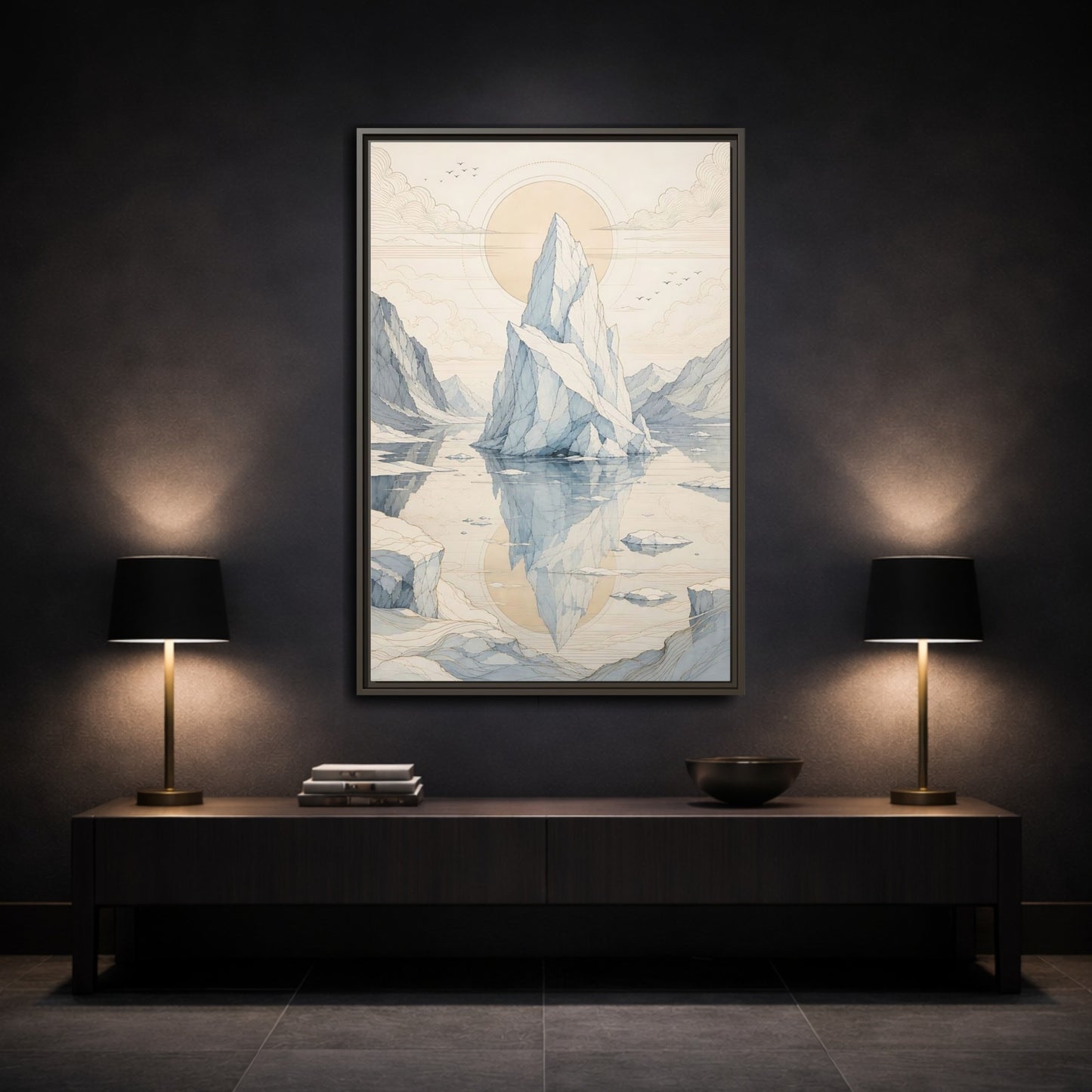 Mockup 3. Nature Iceberg Iceberg Landscape shown as stretched canvas wall art