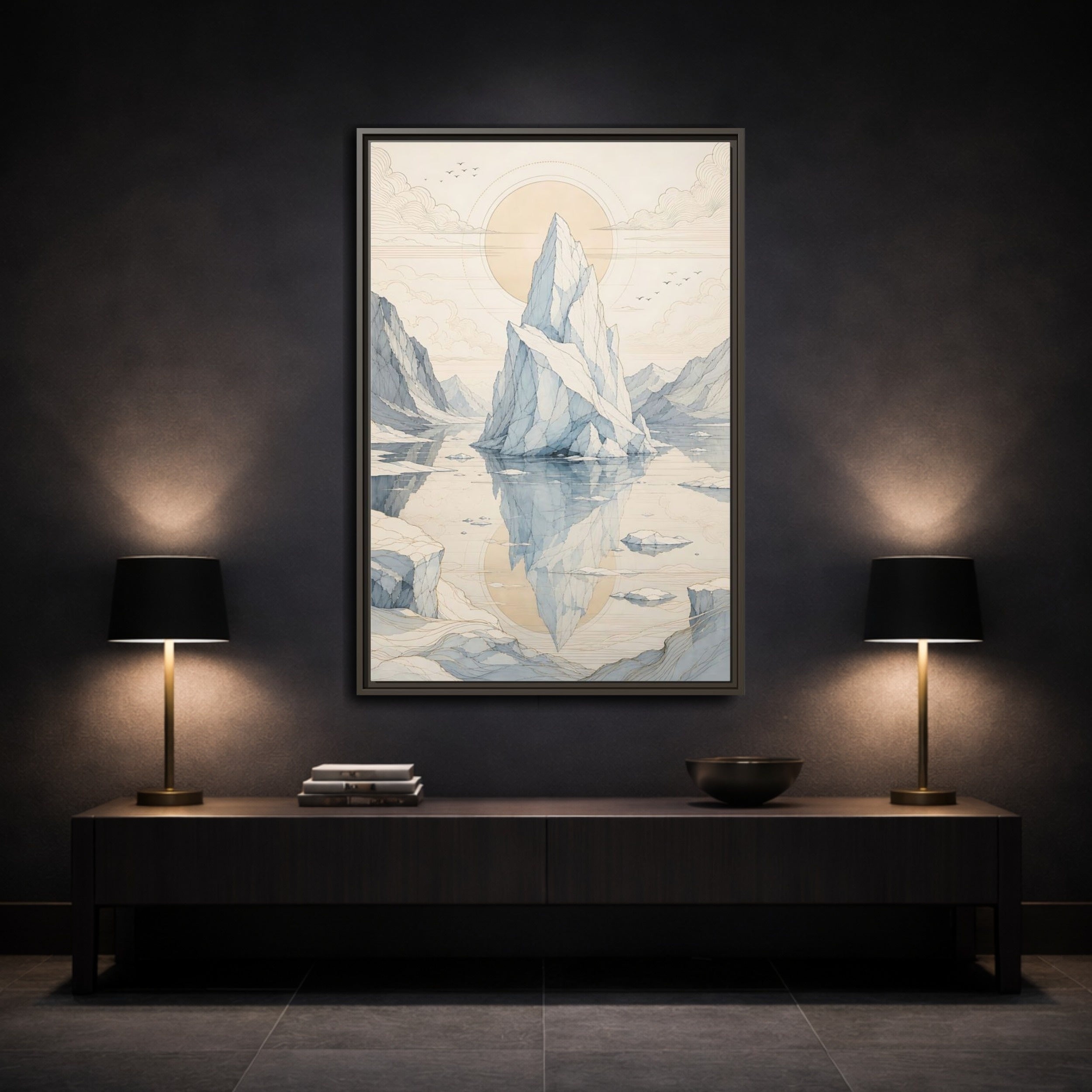 Mockup 3. Nature Iceberg Iceberg Landscape shown as stretched canvas wall art