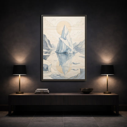 Mockup 3. Nature Iceberg Iceberg Landscape shown as stretched canvas wall art