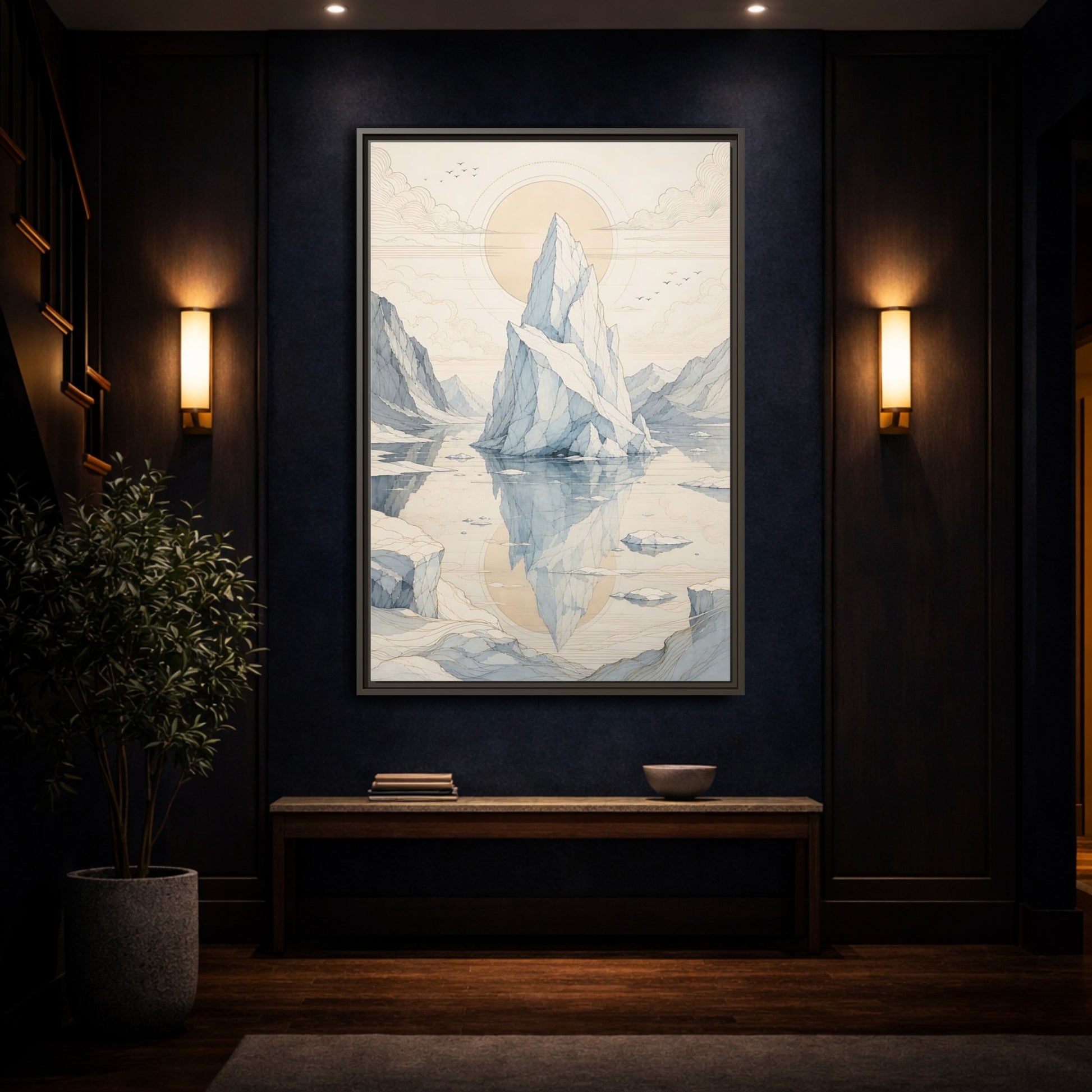 Mockup 4. Nature Iceberg Iceberg Landscape shown as stretched canvas wall art
