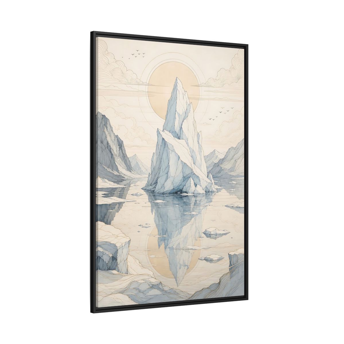Side Mockup 12. Nature Iceberg Iceberg Landscape shown as stretched canvas wall art